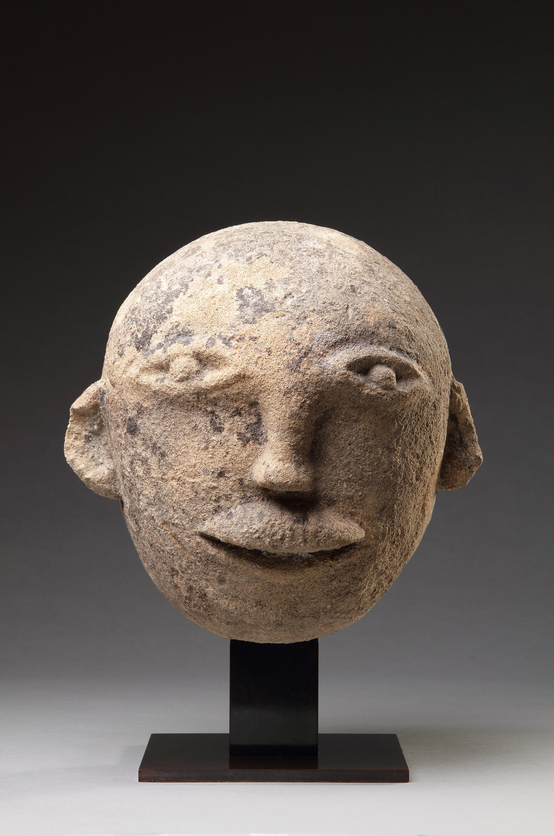 British Pagan Celtic Carved Limestone Votive Head of a Man